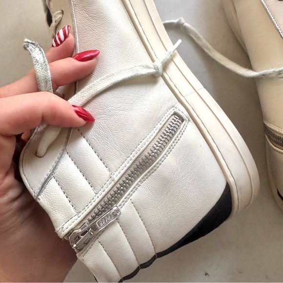 P448 MENS Skate Leather Two Tone High Top Sneakers White Black Size 11.5/45 - Picture 9 of 10